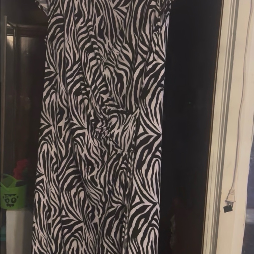 Zebra Print Maxi Dress - Black & White